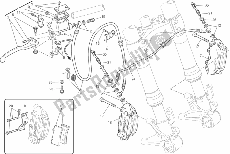 All parts for the Front Brake System of the Ducati Monster 795 Thailand 2013